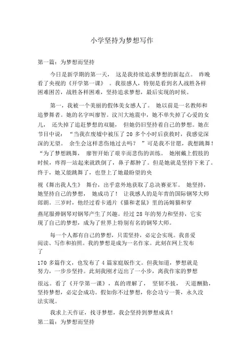小学坚持为梦想写作
