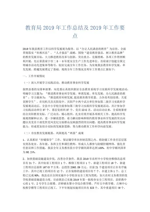 工作总结-教育局2019年工作总结及2019年工作要点 精品001