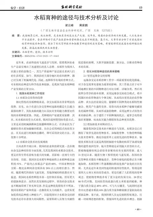 水稻育种的途径与技术分析及讨论