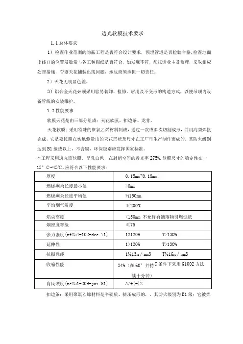 透光软膜技术要求