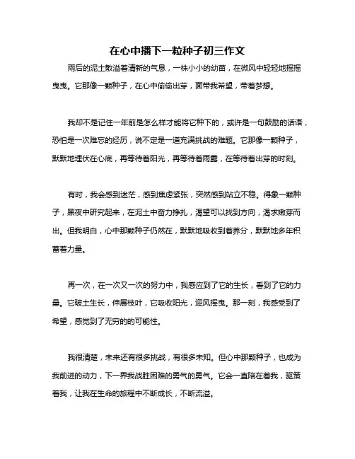在心中播下一粒种子初三作文