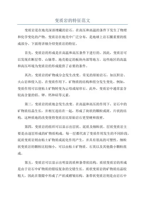 变质岩的特征范文