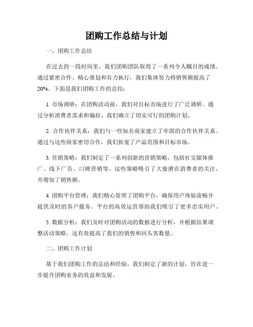 团购工作总结与计划