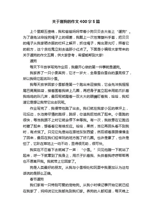 关于遛狗的作文400字5篇