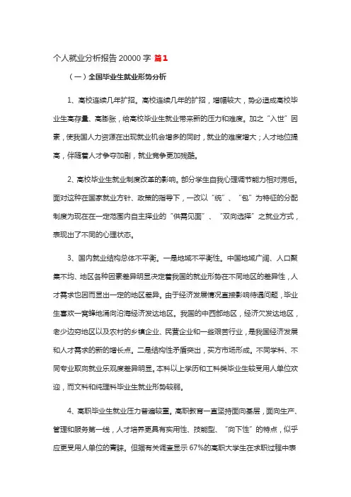 个人就业分析报告20000字