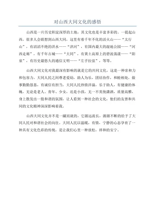对山西大同文化的感悟