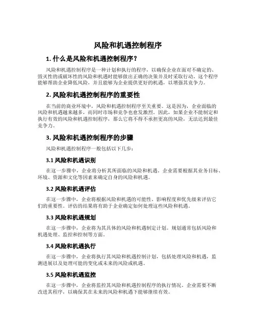 风险和机遇控制程序