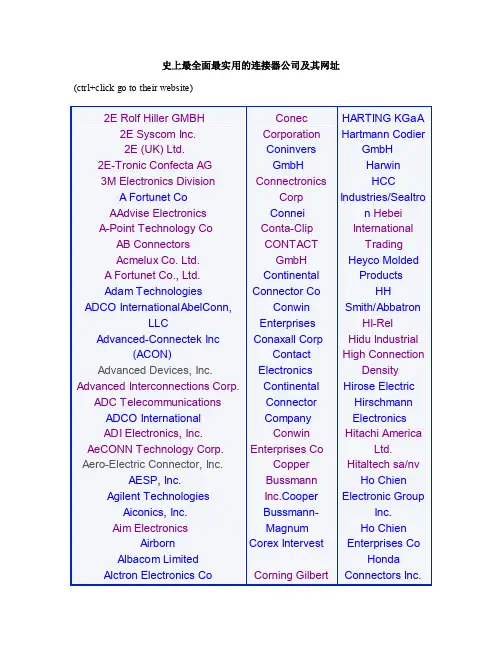 史上最全面最实用的连接器公司及其网址.doc