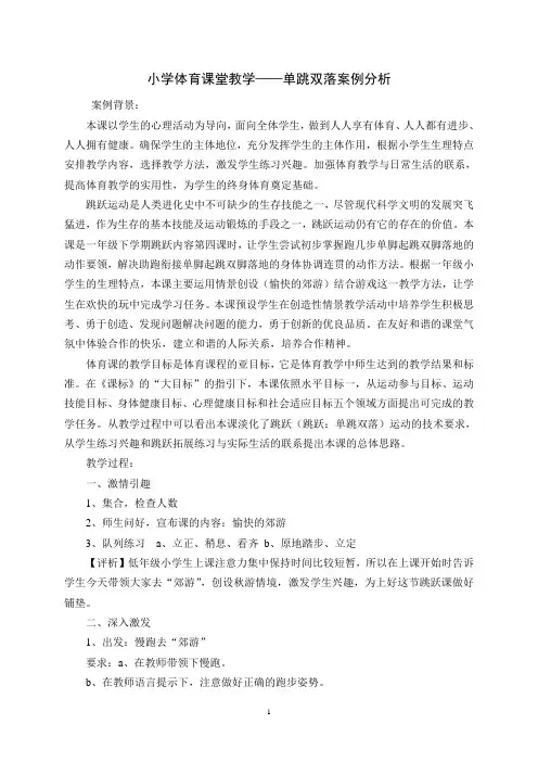 小学体育课堂教学——单跳双落案例分析