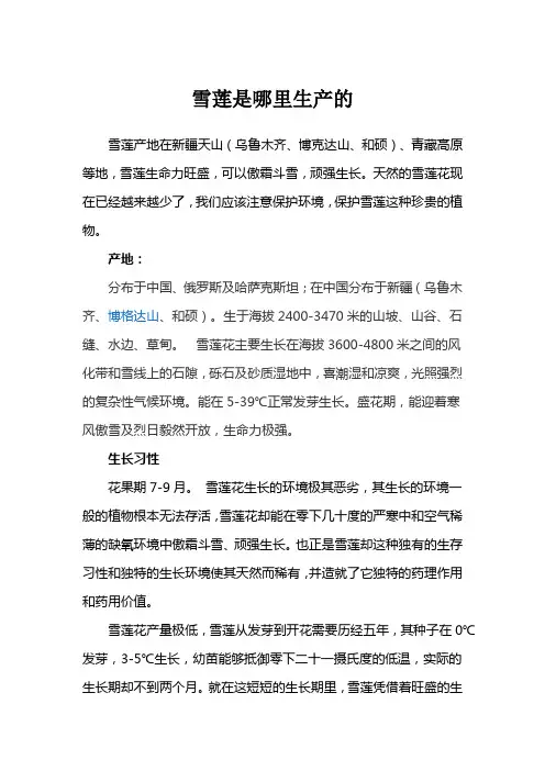 雪莲是哪里生产的