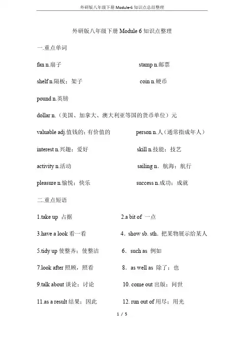 外研版八年级下册Module-6知识点总结整理