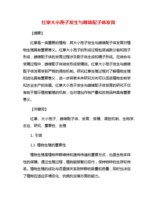 红掌大小孢子发生与雌雄配子体发育