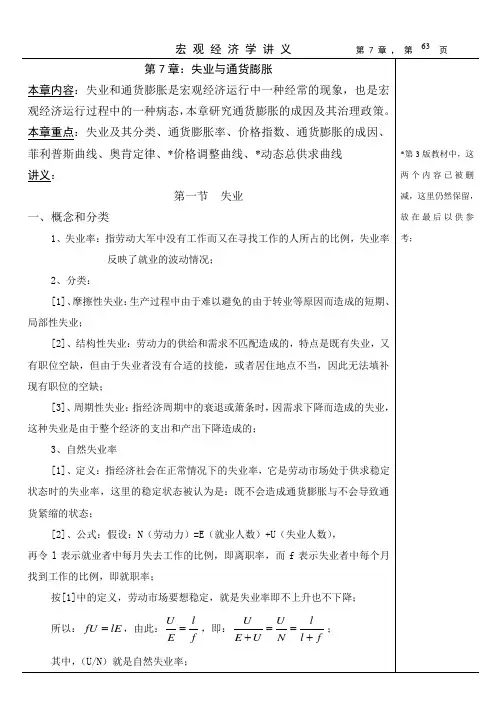 宏观经济学 第7章：失业与通货膨胀