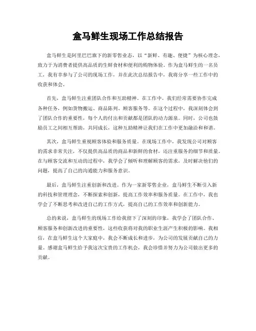 盒马鲜生现场工作总结报告
