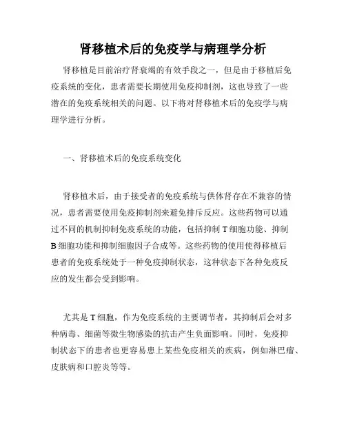 肾移植术后的免疫学与病理学分析