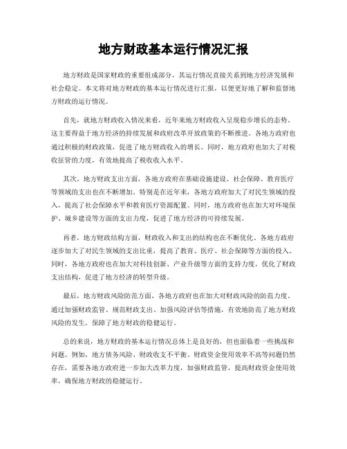 地方财政基本运行情况汇报