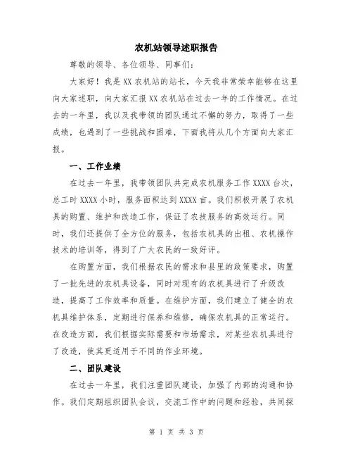 农机站领导述职报告