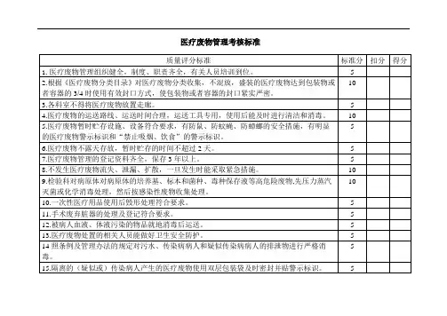 医疗废物管理考核标准