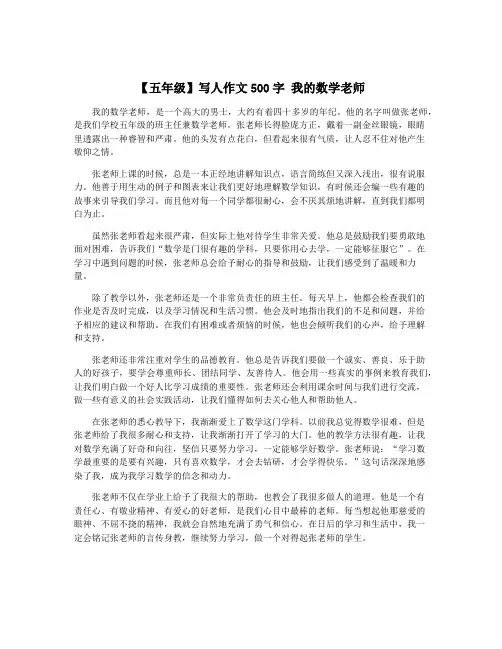 【五年级】写人作文500字 我的数学老师