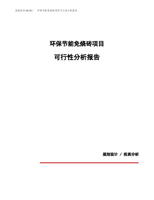 环保节能免烧砖项目可行性分析报告(模板参考范文)