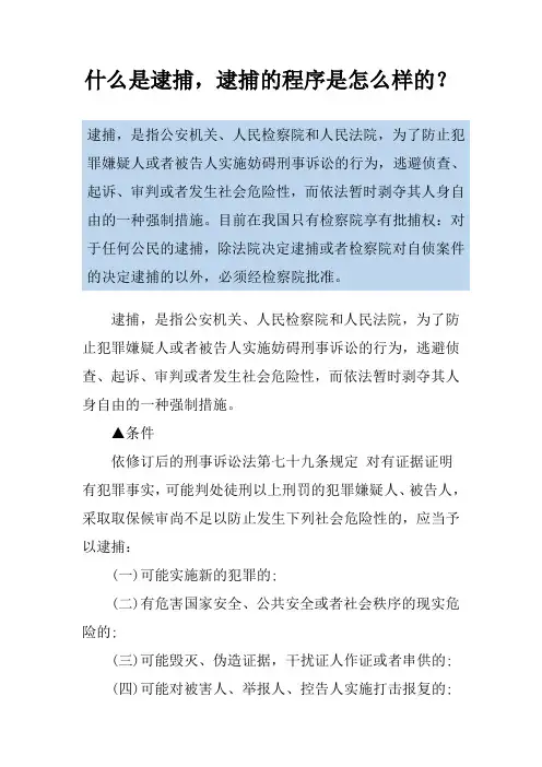 什么是逮捕,逮捕的程序是怎么样的？
