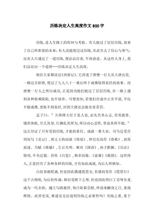 历练决定人生高度作文800字