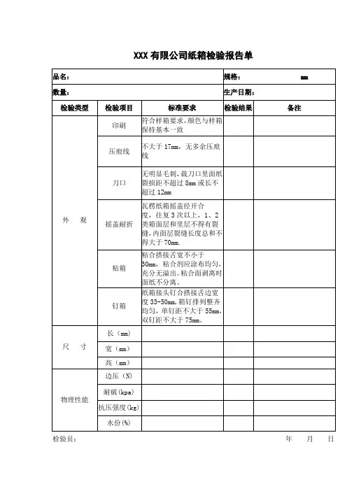 纸箱检测报告