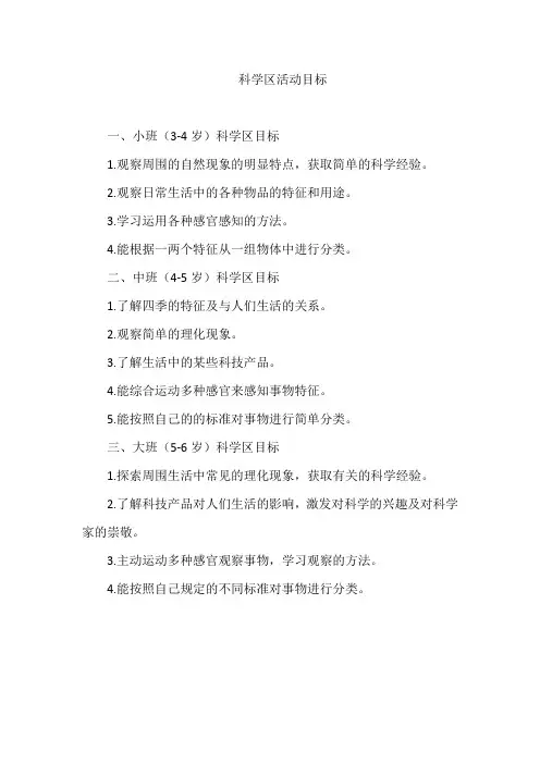 科学区活动目标
