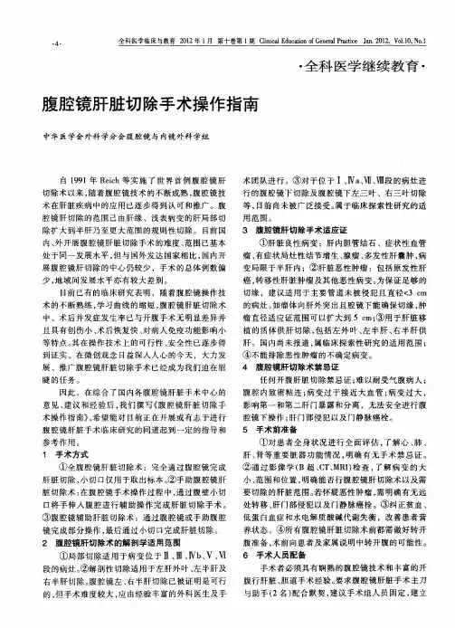 腹腔镜肝脏切除手术操作指南