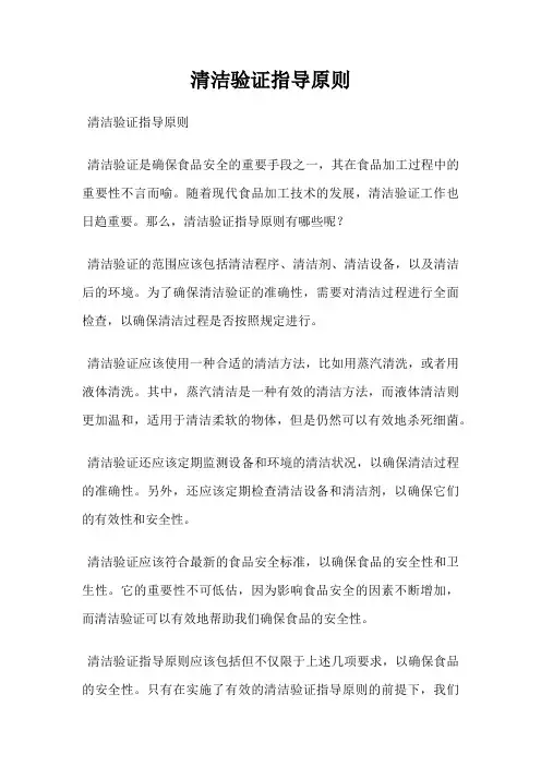清洁验证指导原则