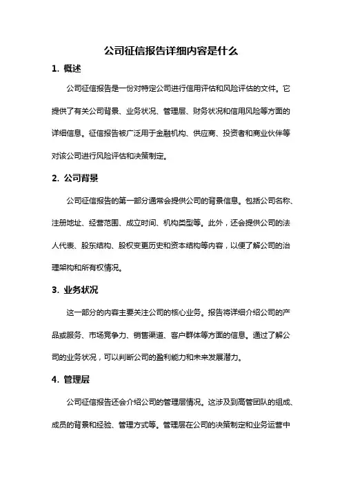 公司征信报告详细内容是什么