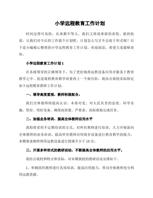 小学远程教育工作计划