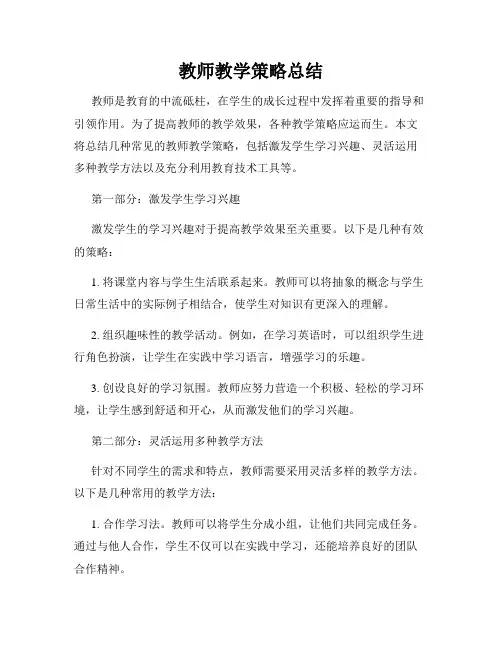 教师教学策略总结