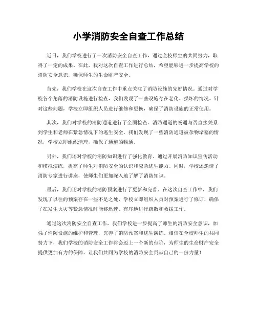 小学消防安全自查工作总结
