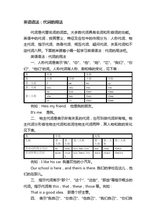 英语语法：代词的用法