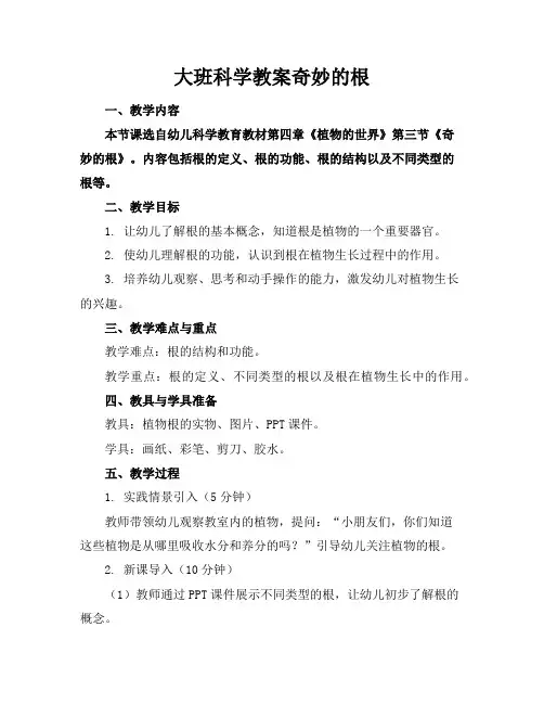 大班科学教案奇妙的根