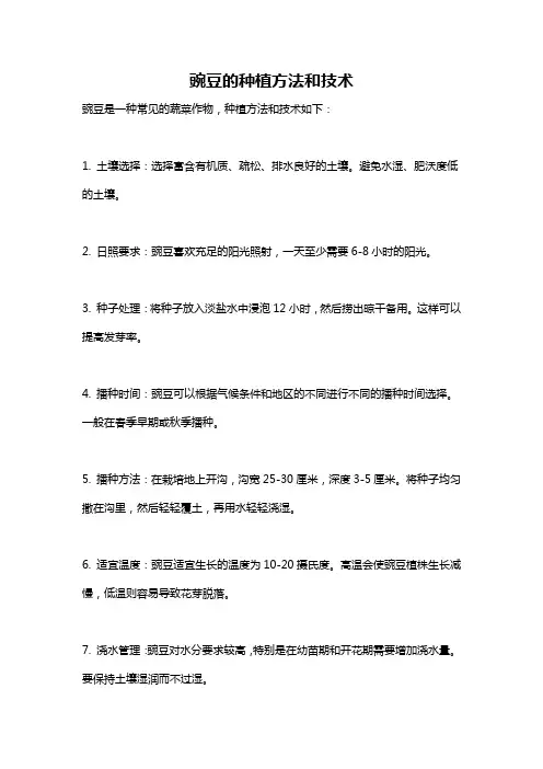 豌豆的种植方法和技术
