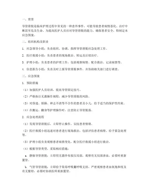 导管滑落的应急预案