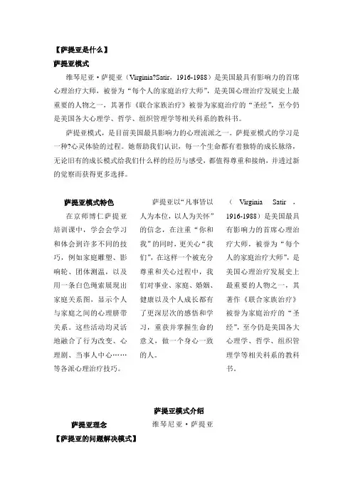 萨提亚模式家庭治疗系统培训
