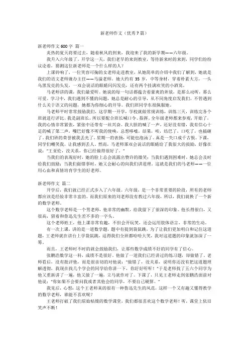 新老师作文(优秀7篇)