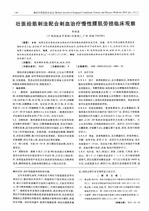 壮医经筋刺法配合刺血治疗慢性腰肌劳损临床观察