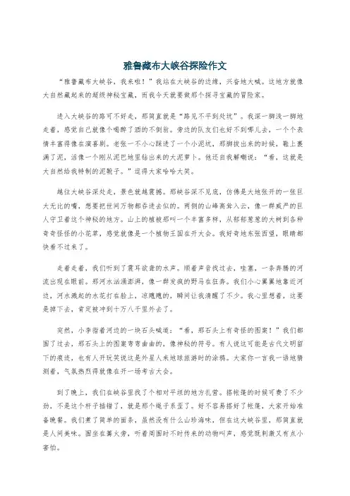 雅鲁藏布大峡谷探险作文