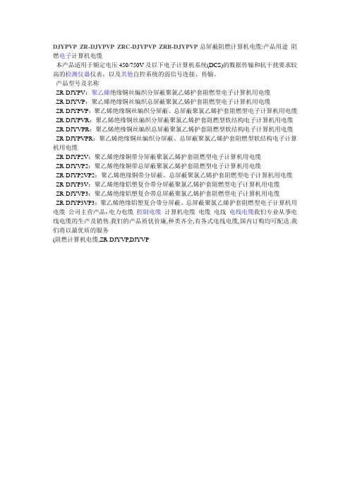 阻燃电子计算机电缆