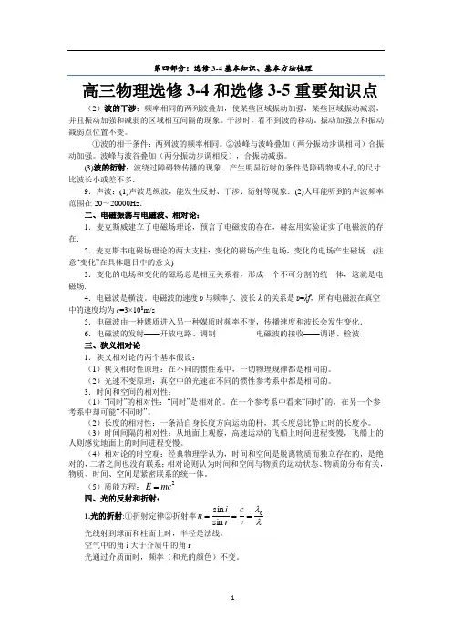 高三物理选修3-4和选修3-5重要知识点