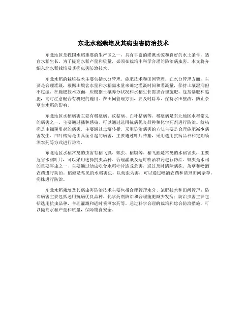 东北水稻栽培及其病虫害防治技术