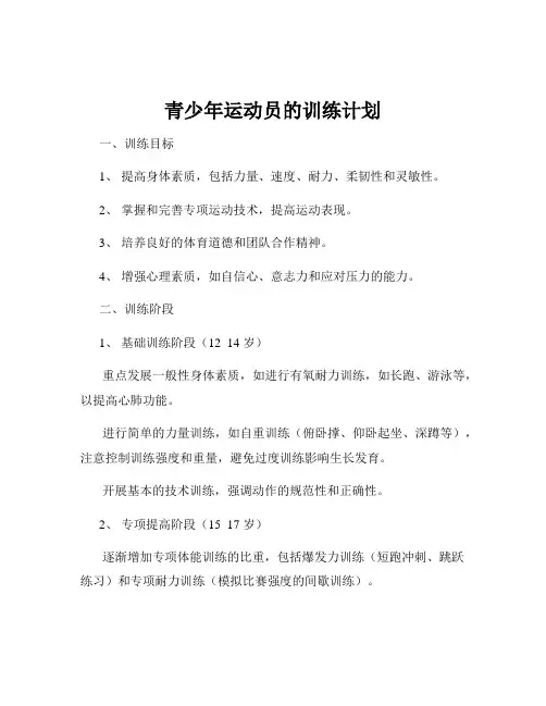 青少年运动员的训练计划