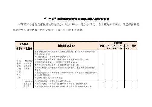 虚拟仿真实验教学中心评审指标表
