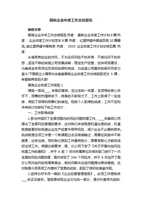 国有企业年度工作总结报告