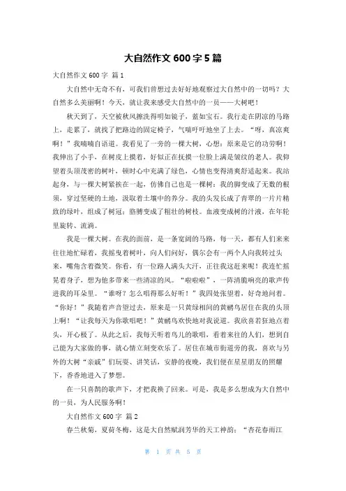 大自然作文600字5篇