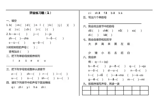 幼儿园大班拼音练习题集